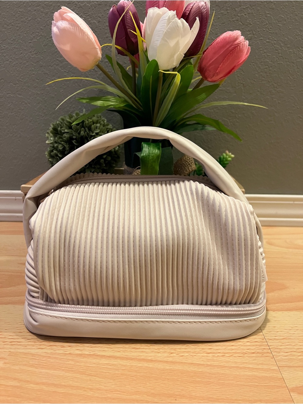 Outspry Beige Cosmetic Bag